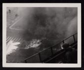 First hit (Kamikaze) on USS Saratoga during Battle of Iwo Jima (Feb 1945). 